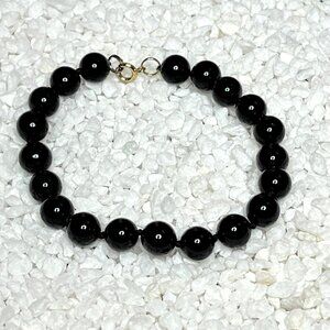 Vintage Hand Knotted Black Onyx Bead Bracelet